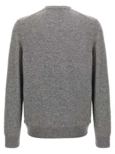 Zanone Crew Neck Wool Sweater With Ribbed Cuffs In Gray