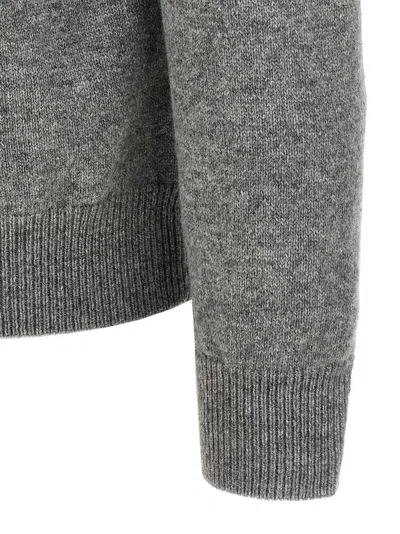 Zanone Crew Neck Wool Sweater With Ribbed Cuffs In Gray