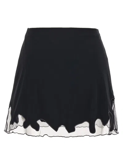 Diesel Nylon Mini Skirt With Tulle Insert In Black