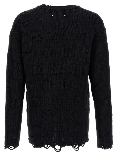 Golden Goose Journey Distressed Checkerboard Wool Sweater