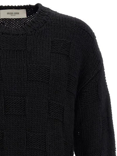 Golden Goose Journey Distressed Checkerboard Wool Sweater