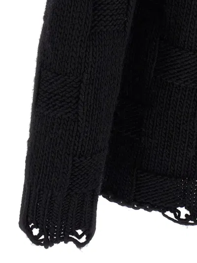 Golden Goose Journey Distressed Checkerboard Wool Sweater