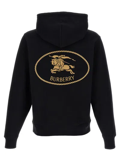 Burberry Men Black Sweatshirt With Ekd Embroidery On The Front And Logo Print On The Rear In Cotton