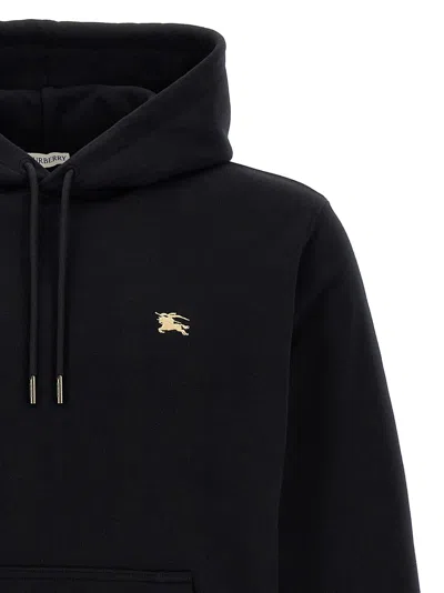 Burberry Men Black Sweatshirt With Ekd Embroidery On The Front And Logo Print On The Rear In Cotton