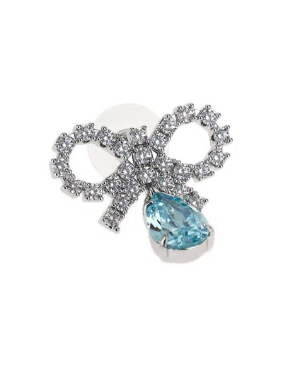 Self-portrait Self Portrait Women Silver Micro Bow Blue Droplet Earrings