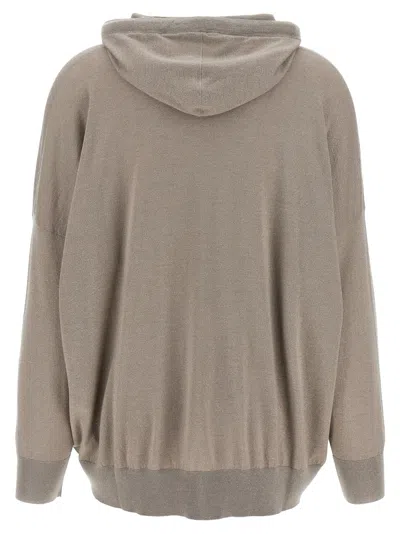 Brunello Cucinelli Wool And Silk Blend Hoodie In Brown