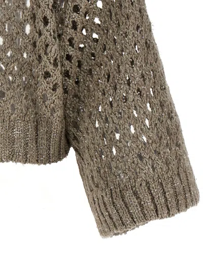 Brunello Cucinelli Rustic Dazzling Net Sweaters And Cardigans Gray In Brown