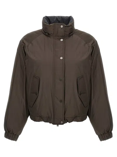 Brunello Cucinelli Cropped Down Jacket Casual Jackets And Parka Brown