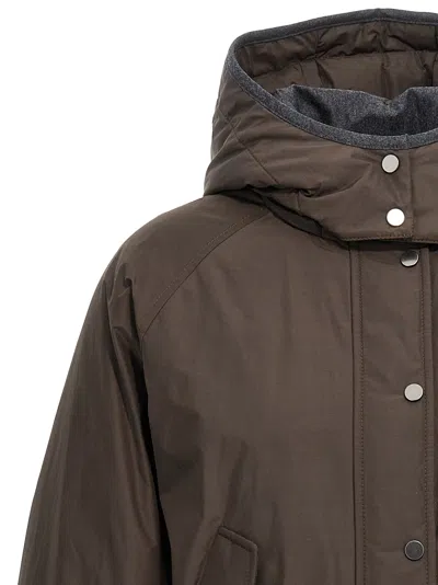 Brunello Cucinelli Cropped Down Jacket Casual Jackets And Parka Brown