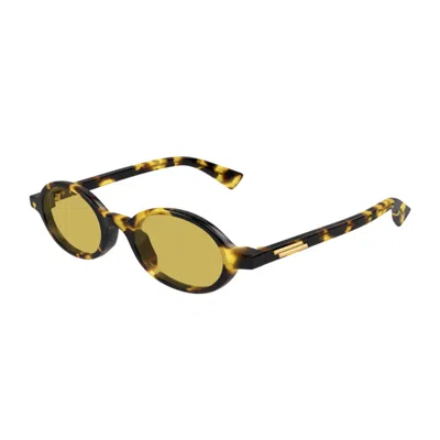 Bottega Veneta Bv1388s Linea Ribbon 002 Havana Yellow Sunglasses In Neutral