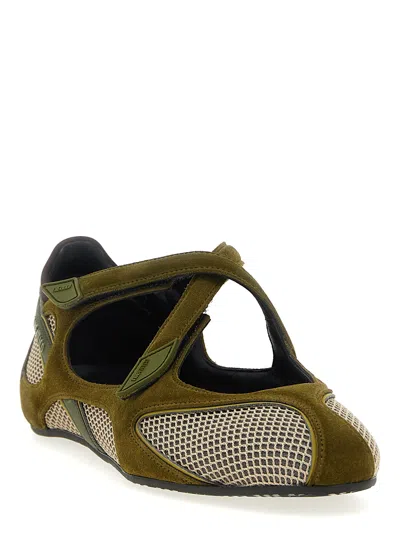 Attico Floor 01 Mesh And Suede Ballerinas Flat