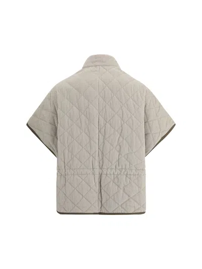 Brunello Cucinelli Quilted Corduroy Jacket Wide Sleeves In Neutral