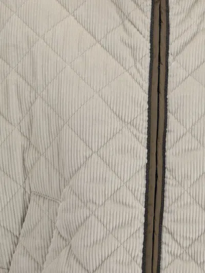Brunello Cucinelli Quilted Corduroy Jacket Wide Sleeves In Neutral