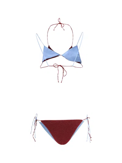 Oseree Lumiere Bicolor Swimsuit In Red
