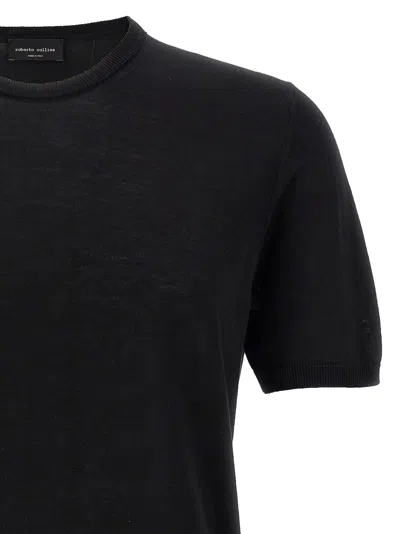 Roberto Collina Black Knitted T-shirt In Black