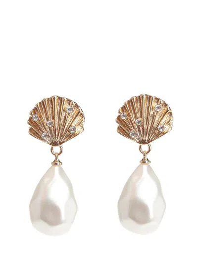 Self-portrait Shell Earrings Jewelry Gold In Gold