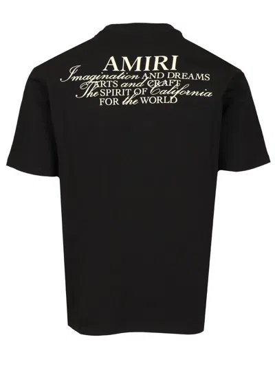 Amiri Black Crewneck T-shirt With Logo Patch On The Front And Maxi Logo Print On The Rear