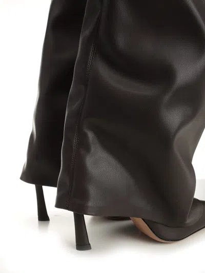 Attico Knee-high Boots With Pointed Toe And Stiletto Heel In Brown