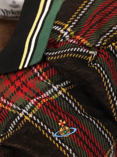 Vivienne Westwood Pulling Dress Tartan Piquet Red-green Xl Women