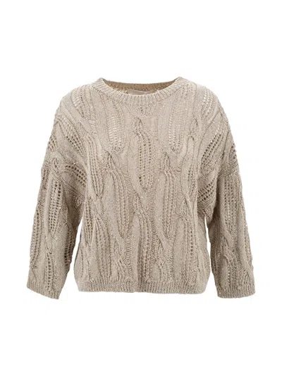 Antonelli Crochet Sweater In Brown