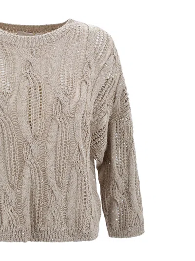 Antonelli Crochet Sweater In Brown