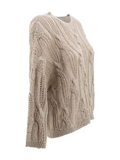 Antonelli Crochet Sweater In Brown