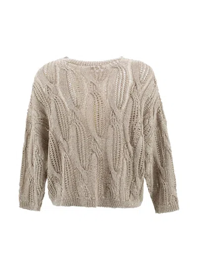 Antonelli Crochet Sweater In Brown