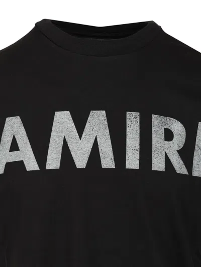 Amiri Black Cotton T-shirt With Bold Logo Statement In Black