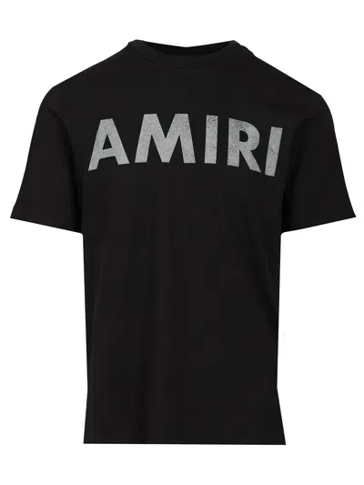 Amiri Black Cotton T-shirt With Bold Logo Statement In Black