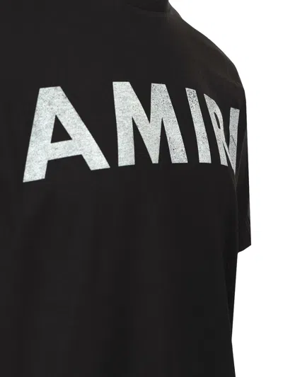 Amiri Black Cotton T-shirt With Bold Logo Statement In Black