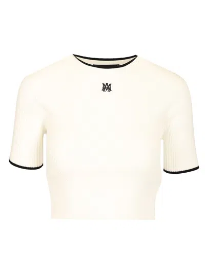 Amiri Crewneck Crop Top Contrast Trim