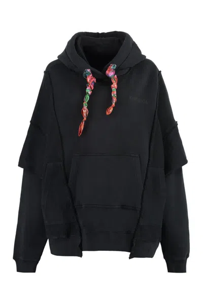 Khrisjoy Towel Cloth Effect Splice Hooded Sweater