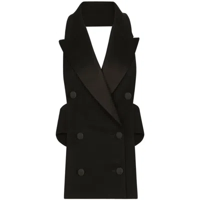 Dolce & Gabbana Open-back Virgin Wool-blend Waistcoat In Brown