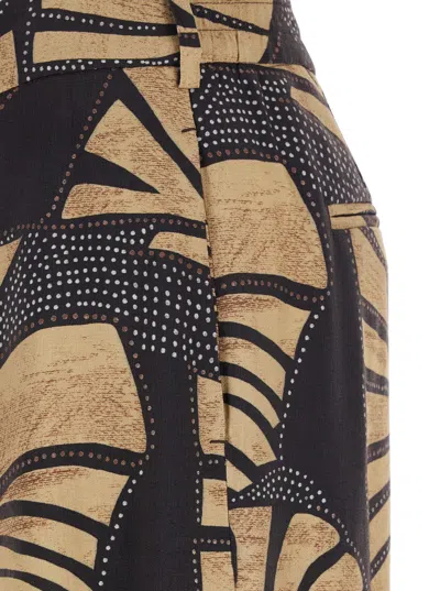 Pt Torino Lorenza Brown Pants With All-over Printed Motif In Tech Fabric Woman In Black