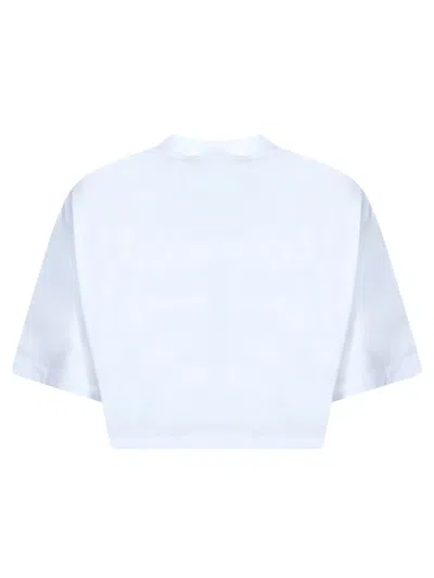 Msgm Logo-print Cropped T-shirt In White