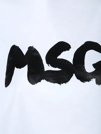 Msgm Logo-print Cropped T-shirt In White