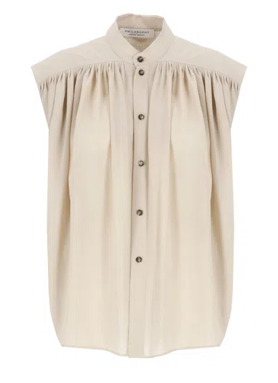 Philosophy Di Lorenzo Serafini Cappuccino Polyester Blend Shirt In Neutral