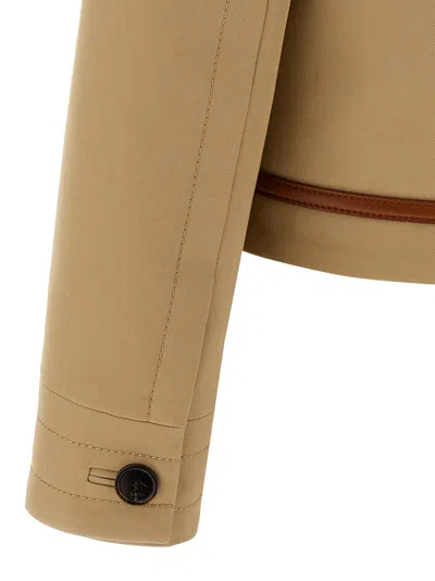 Gucci Cotton Trench With Adjustable Side Tabs In Brown