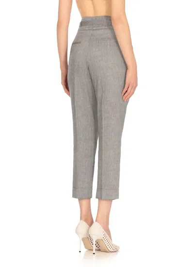 Peserico Linen And Wool Pants In Gray