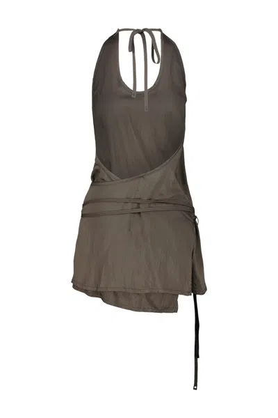 Lemaire Halterneck Wrap Top Asymmetric Hem In Gray