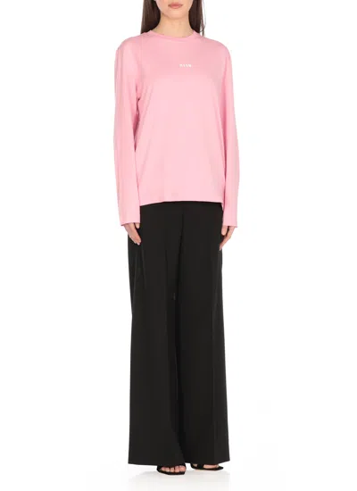 Msgm T-shirt With Logo In Pink
