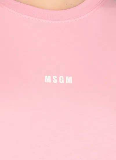 Msgm T-shirt With Logo In Pink