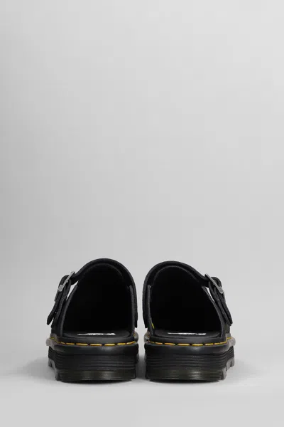 Dr. Martens' Black Zebzag Suede Slingback Platform Mules In Black