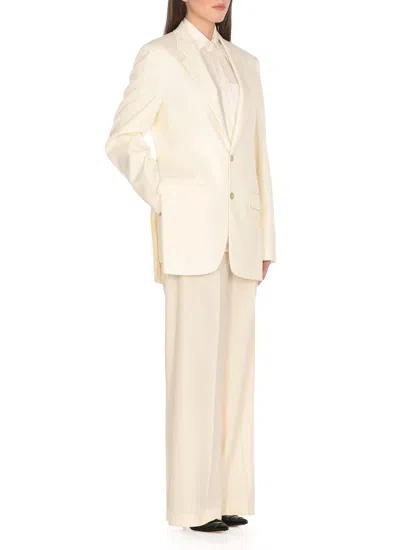 Mm6 Maison Margiela Mm6 By Maison Margiela Ivory Virgin Wool Blend Pants In White