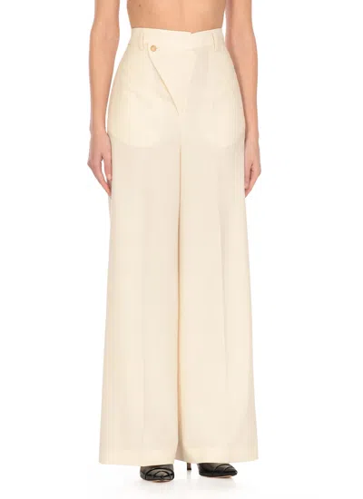 Mm6 Maison Margiela Mm6 By Maison Margiela Ivory Virgin Wool Blend Pants In White