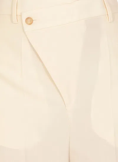 Mm6 Maison Margiela Mm6 By Maison Margiela Ivory Virgin Wool Blend Pants In White