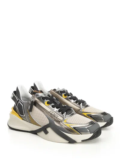 Fendi Streamlined Sneakers Featuring Contrast Panels