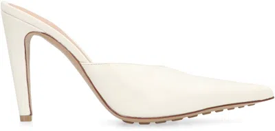 Bottega Veneta Punta Heeled Mules In White