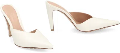 Bottega Veneta Punta Heeled Mules In White