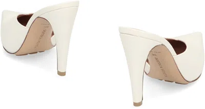 Bottega Veneta Punta Heeled Mules In White